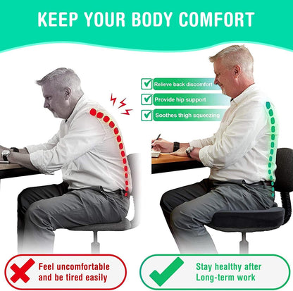 Qollection Seat Cushion, Hip Support, Heat Sensitive & Durable Memory Foam Sitting zipper Desk Chair Cushion for Office