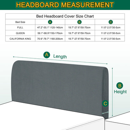 Bed Headboard Cover Dustproof Protector Jacquard Furniture Cover for 1.4-1.7m, Dark Grey