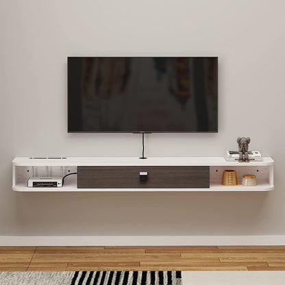 Pmnianhua Floating TV Unit, Wall Mounted TV Cabinet, Floating Shelves with Door, Modern Entertainment Media Console Center Large Storage TV Bench for