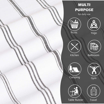 Ouxiaobai Hand Towels for Bathroom - Pack of 2 Turkish Hand Towels Set, Thin Decorative Tea Towel, 20 * 30 Inch Kitchen Cloth with Tassel (White)