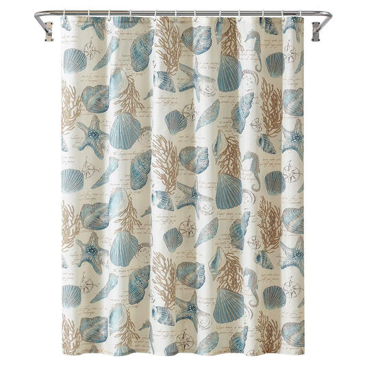YOSTEV Starfish and Seashells Ivory Bathroom Fabric Shower Curtain with Hooks,Unique 3D Printing,Decorative Bathroom Accessories,Water