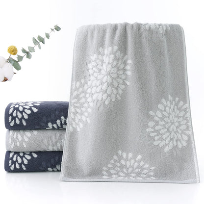 Pidada Hand Towels Set of 2 Hydrangea Floral Pattern 100% Cotton Absorbent Soft Decorative Towel for Bathroom (Light Grey)