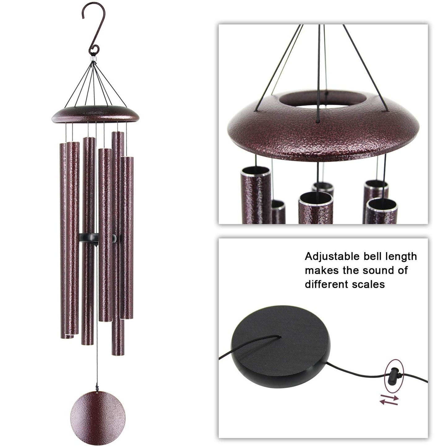 Astarin Wind Chimes Outdoor Deep Tone, 45 in Memorial Wind Chimes Large with 6 Heavy Tubes, Large Deep Tone Wind Chimes Outdoor for Garden Hanging