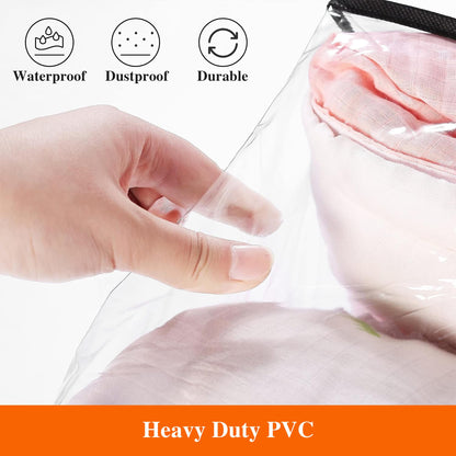 Vieshful 7 Pack Clear Storage Bags 60L Clothes Storage Bags with Zips Underbed Storage for Clothes, Duvet, Blankets, Toys Plastic Moving Bags Black