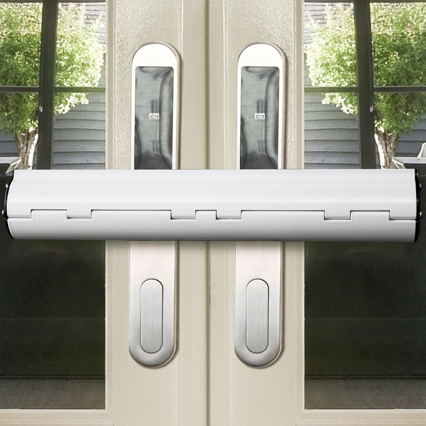 Lock for Patio French Security Lock - French Door Security Lock for French Double Doors with 2 Handle (White)