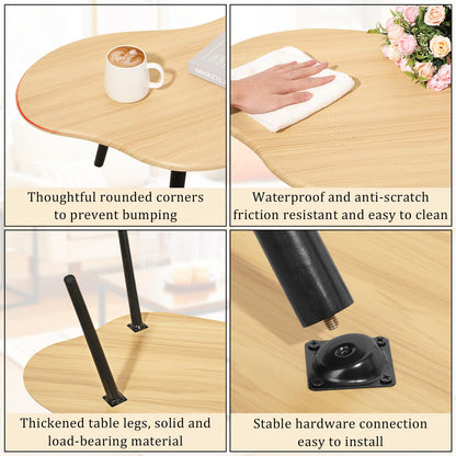 FEUFOAM Small Coffee Table Cloud Coffee Table Modern Center Table Floor Table Natural Wood Irregular Coffee Tables Suitable for Living Room Small