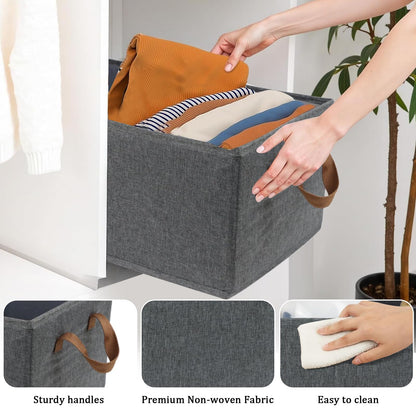 SYEXDZON Storage Baskets, 4pcs Fabric Storage Box, 47*28*20cm