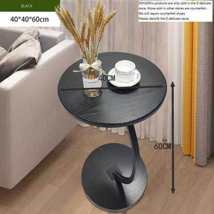 ZOYIZEN Side Table Wooden Black, End Table C-shaped, 40 * 60 CM （Ø*H）