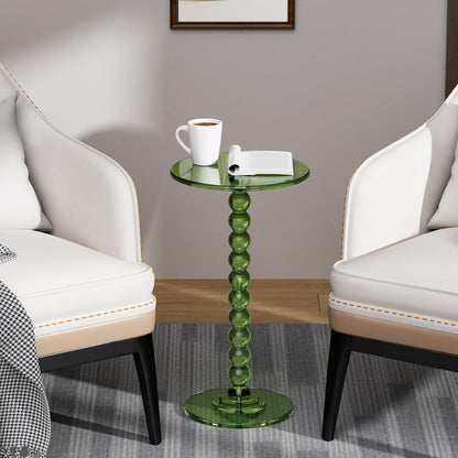 Dewrhiixe Acrylic Round Side Table, End Table with Pedestal Stand Drink Table Martini Accent Table Nightstand for Living Room, Bedroom Balcony