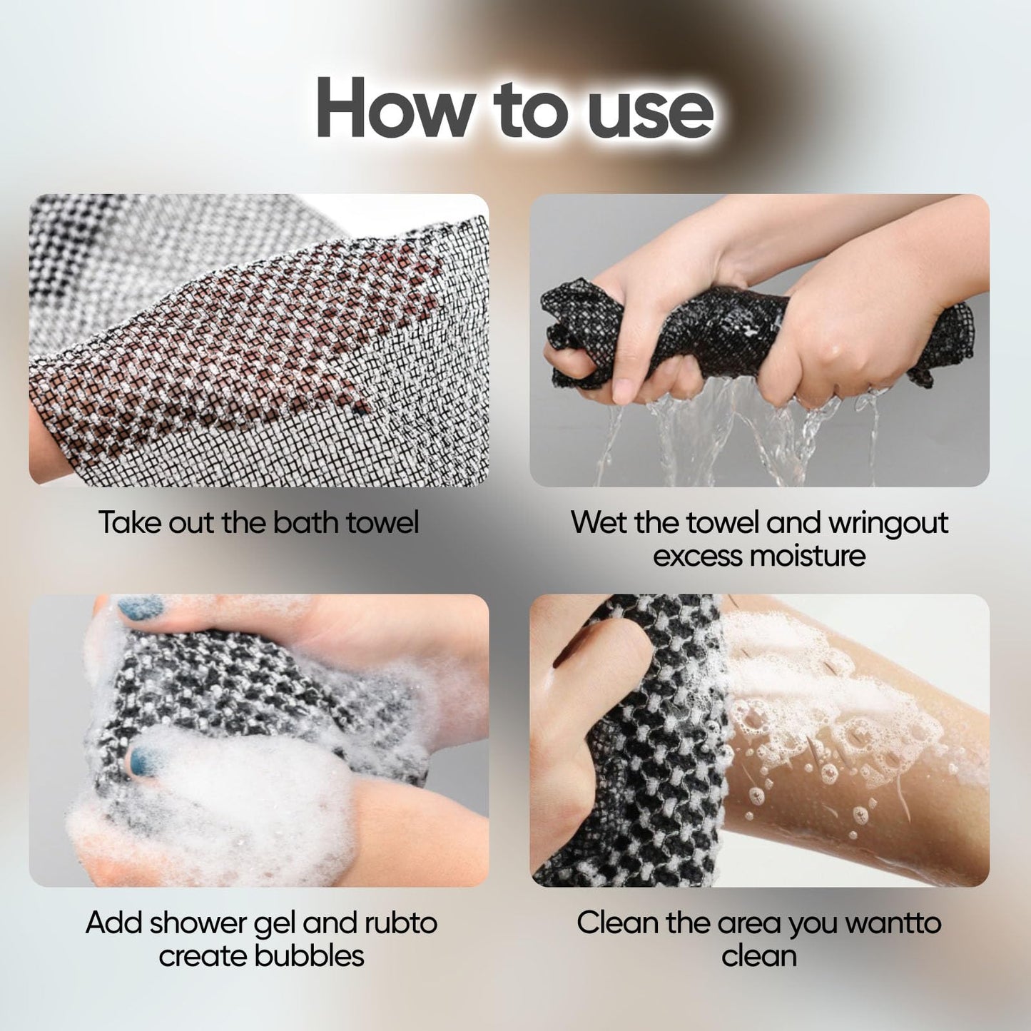 soitzhoc 3 pcs japanese exfoliating shower towel | exfoliating towel, Extra-Long Towel | Suitable for Sensitive and Rough Skin