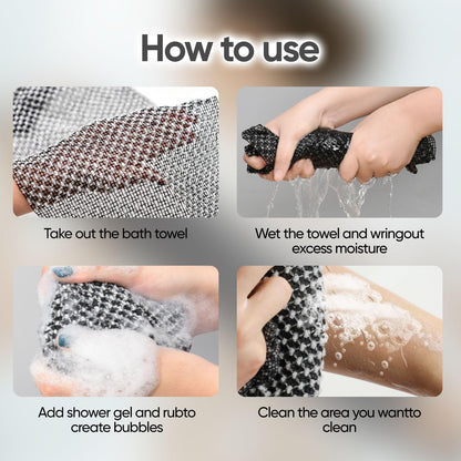 soitzhoc 3 pcs japanese exfoliating shower towel | exfoliating towel, Extra-Long Towel | Suitable for Sensitive and Rough Skin