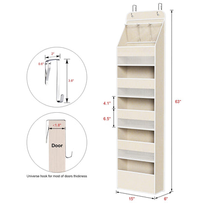 Univivi 6-Shelf Over Door Hanging Organizer Fabric Door Storage with 5 Large Pockets and 3 Small PVC Pockets Wall Mount Hanging Storage Organizers