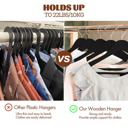 Coat Hangers,Set of 20 Natural Wood Wooden Coat Hangers with Round Trouser Bar and Shoulder Notches for Coat,Jacket,Suit,Dress,Trousers,Strong and