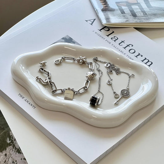 CESTATIVO Jewellery Dish, Jewellery Tray, Trinket Tray, Ring Dish Tray, Small Key Tray, Ceramic Tray, Aesthetic Vanity Decor, Mother's Day, Christmas,
