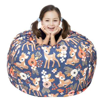 Round Bean Bag Cover Only without Filling, Large Stuffed Animal Bean Bag Storage, Bean Bag Chair Cover