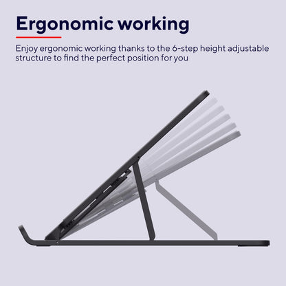 Trust Primo Portable Laptop Stand for Desk, 16” Foldable Laptop Riser, Grey