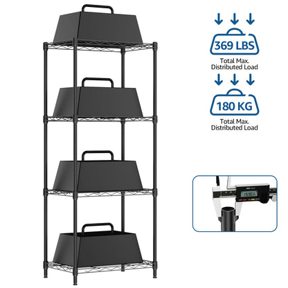 M MZG Storage Shelves 4 Tier Heavy Duty Metal Storage Unit With Levelling Feet Organizer for Garage, Laundry, Kitchen 30 x 45 x 106.4 cm Black