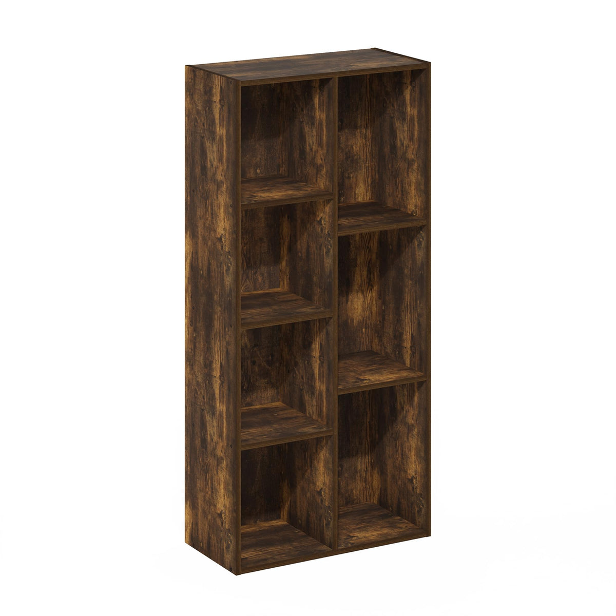 Furinno LUDER Book Shelf, 7-Cube Bookshelf, Bookcase, 9.4 x 19.5 x 41.7, for Living Room, Bedroom, Home Office, Amber PINE