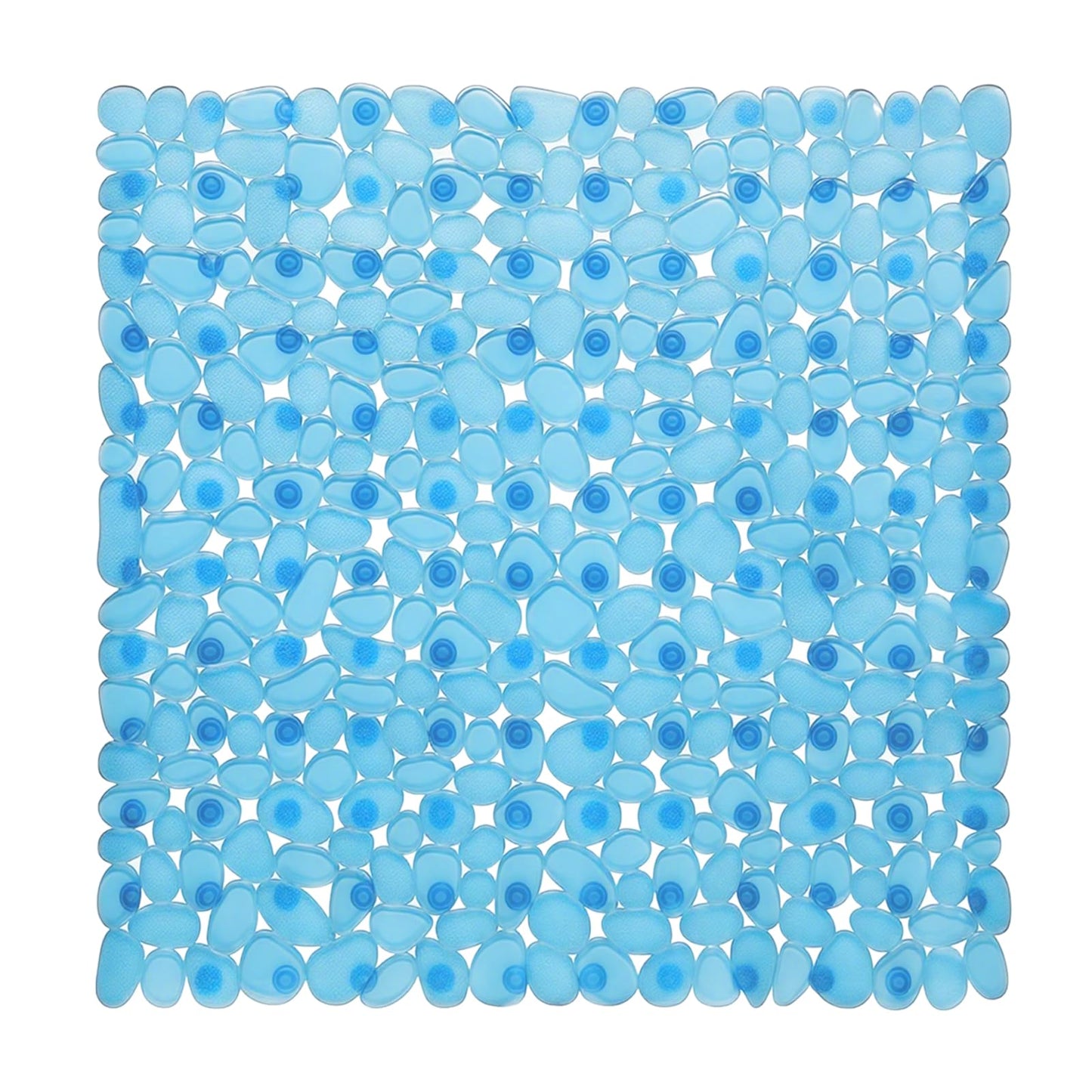 AMFUN 54x54CM Anti Slip Square Shower Mats,Clear Pebbles Shower Bath Mat, Machine Washable Bath Mat with Strong Suction Cups Grip and Drain Holes for