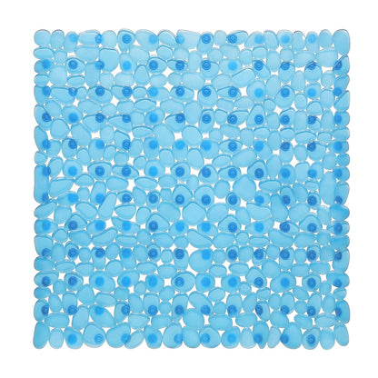 AMFUN 54x54CM Anti Slip Square Shower Mats,Clear Pebbles Shower Bath Mat, Machine Washable Bath Mat with Strong Suction Cups Grip and Drain Holes for