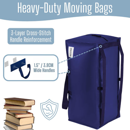 VENO 8 Pack Moving Bags Heavy-Duty Extra Large W/Backpack Straps, Moving House Essentials, Strong Handles & Zips, Clothes Storage, Packing