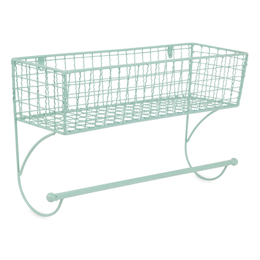DII Rustic Farmhouse Bathroom D?cor, Metal Storage, Large Towel Bar, Aqua