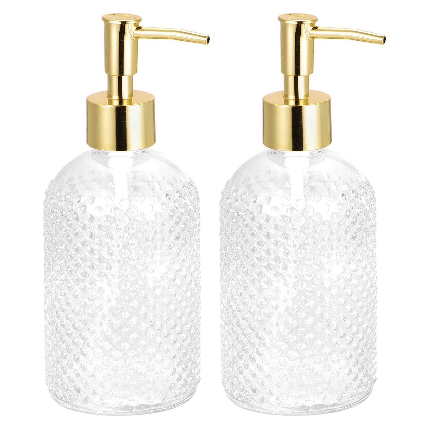 sourcing map Soap Dispensers Set- 17Oz Empty Glass Dish Hand Soap Dispensers with Pumps for Kitchen Bathroom, 2Pcs Clear
