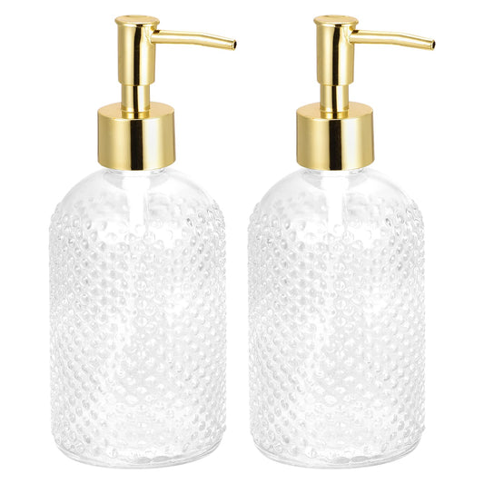 sourcing map Soap Dispensers Set- 17Oz Empty Glass Dish Hand Soap Dispensers with Pumps for Kitchen Bathroom, 2Pcs Clear