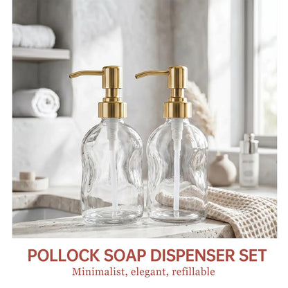 Pollock 2pcs Pump Dispenser Stainless Steel, Replacement for Standard Neck Size - 26-28 mm Thread Fits Most Hand Soap Dispenser (Gold Brushed)