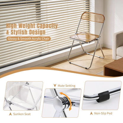 TAO ONE Acrylic Folding Chair Clear Morden Chrome Chair-Yellow