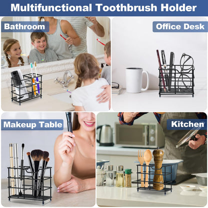 ONLYQIQIU Black Toothbrush Holder for Bathroom Organiser Storage, 5 Slots Ventilated Toothbrush Stand Mould-Proof