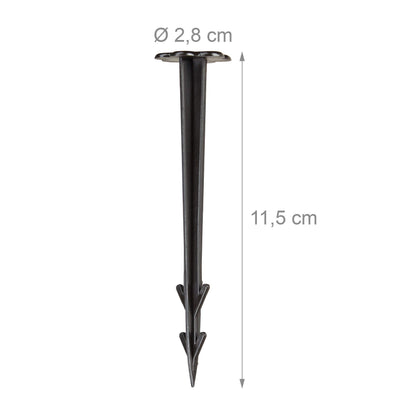 Relaxdays 11 cm Plastic Securing Pegs, Anchor Pins Set of 100, Weed Control Fabric Stakes, Black