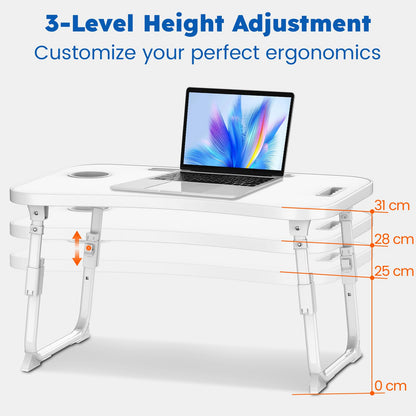 Laptop Desk, Laptop Bed Table with Cup Slot, Reading Holder Notebook Stand Breakfast Tray Book Holder for Sofa, Terrace, Balcony