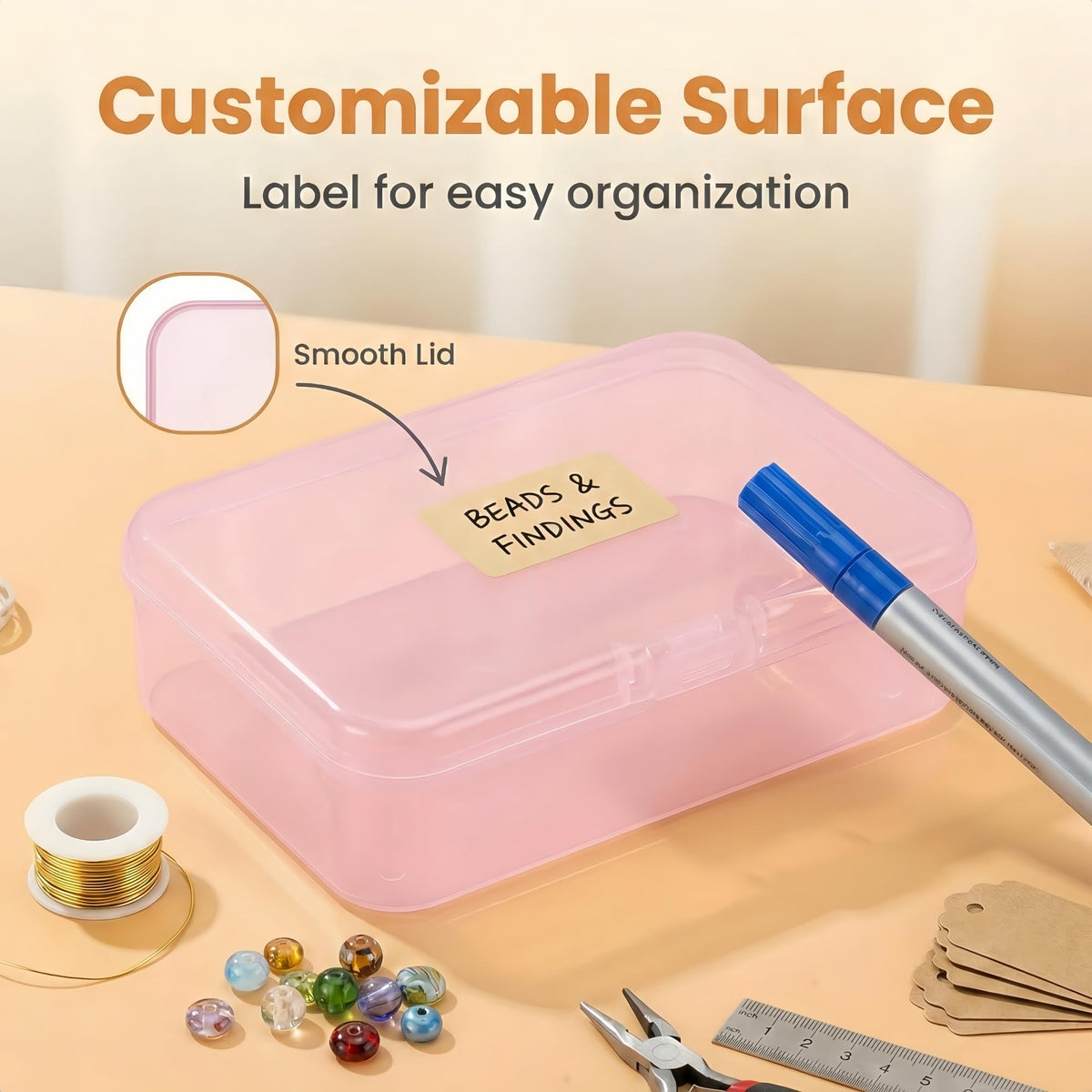 LJY Pink Bead organiser Boxes, 28 Pack, 3.3 x 2.2 x 1 in