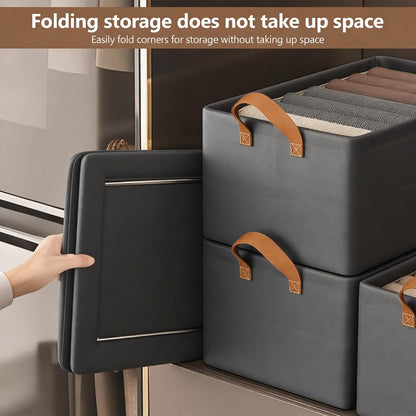 23L Wardrobe Storage Boxes with Metal Frame for Shelves Toys and Clothes