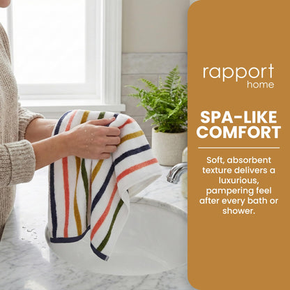 Rapport Home Amalfi Hand Towels 2 Pack | Multi | 50x85cm | Luxurious 500GSM 100% Cotton | Oeko-Tex Certified Absorbent & Soft Bathroom Towel Set