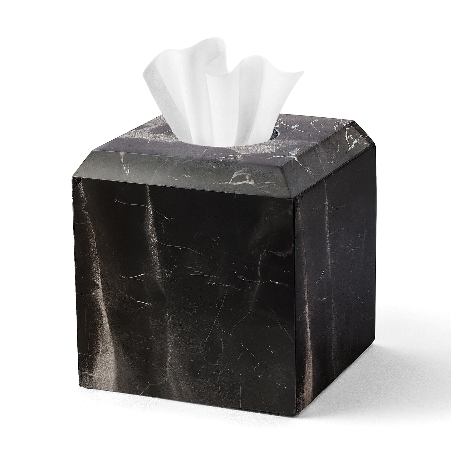 WORHE Tissue Box Cover Italy Natural Marble Heavy Duty Square Facial Toilet Paper Holder for Bathroom Living Room Bedroom Dresser Kitchen Minimalistic