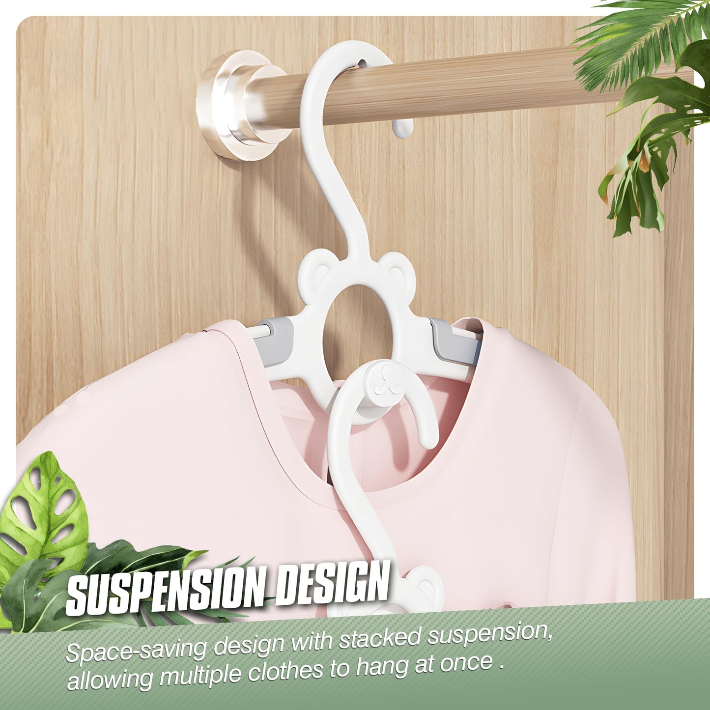 Vivikivi 15 Pack Adjustable Kids Clothes Hangers, Stackable, Space Saving