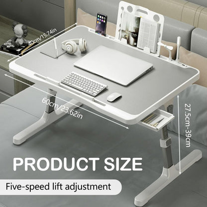 Laptop Table, Bed Tray Table Height-Adjustable Foldable Bedside Tables With Drawer Bookshelf Usb Desk Lamp And Fan Laptop Tables For Bed Sofa Couch