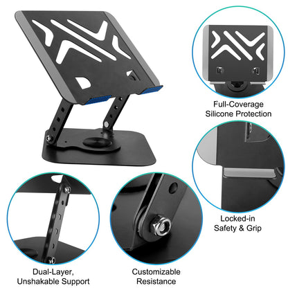 360 Rotating Laptop Stand for Desk, Portable Laptop Riser with Reinforced Support, Ergonomic PC Stand Height & Angle Adjustable