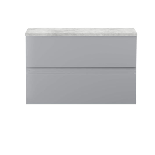 Hudson Reed URB206LBG Urban | Modern Bathroom Wall Hung Vanity Unit with 2 Soft Close Drawers Worktop, 800mm, Satin Grey