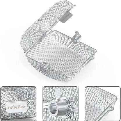 Onlyfire 2-Pack Rotisserie Spit Grill Basket Cage,Stainless Steel/Mini Size 17 * 15 * 9cm,Fits most Charcoal and Gas grills