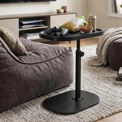 Gelory C Tables Height Adjustable Side Table Rotatable Bedside Desk, Black