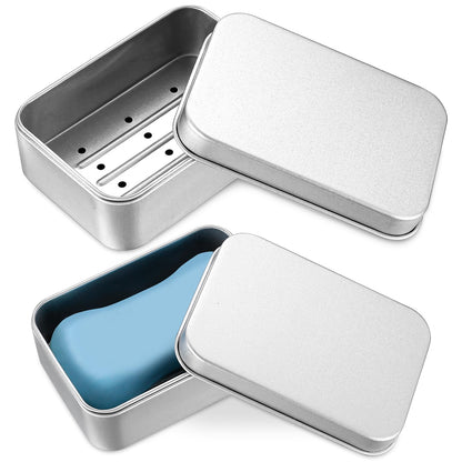 Tenbrachian 2 Pcs Travel Soap Cases, 150 ML Aluminum Soap Box, Soap Travel Case, Metal Soap Box, Soap Container, Leakproof Soap Dish Holder