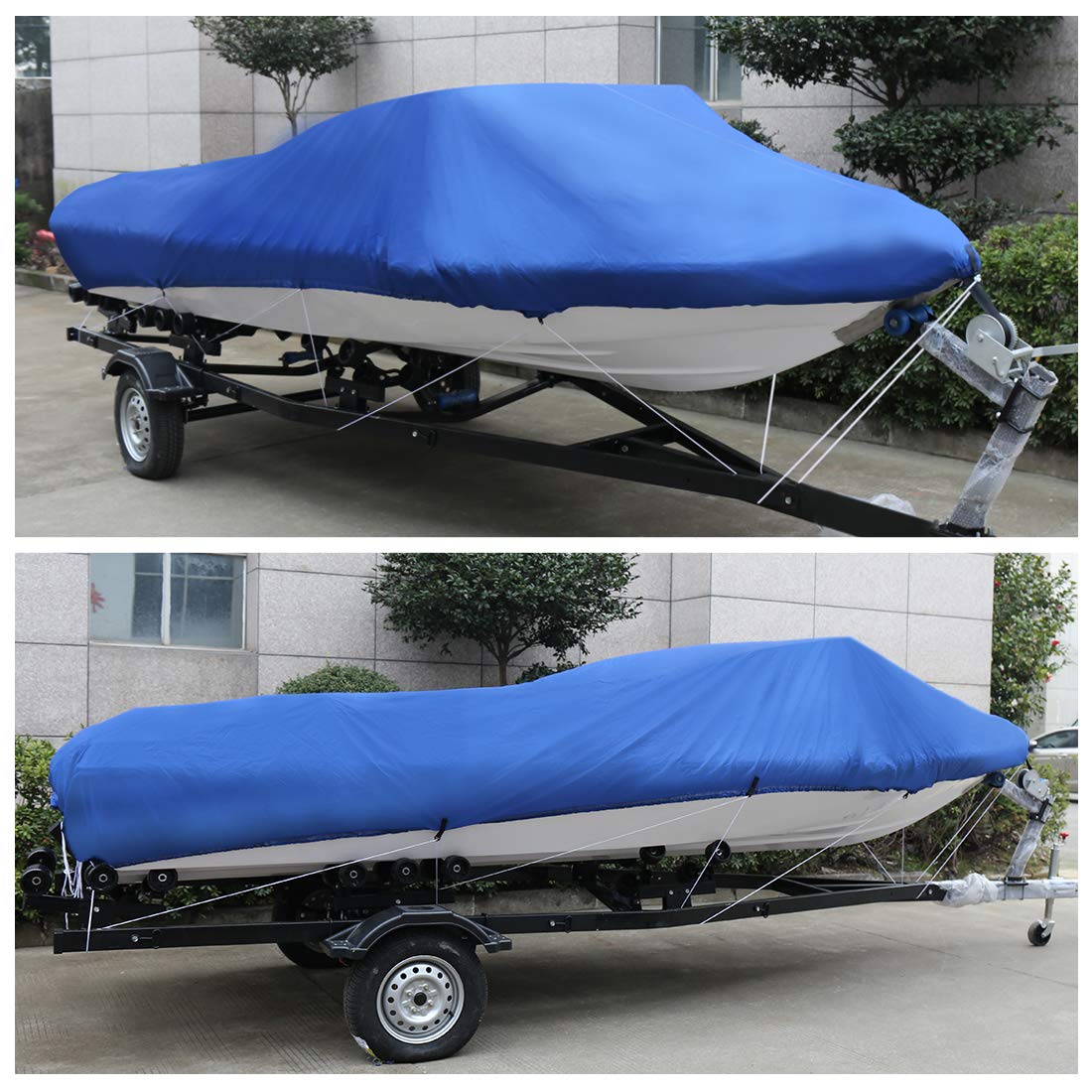 sourcingmap 14-16ft 210D Trailerable Boat Cover Waterproof Fishing Ski Bass Blue