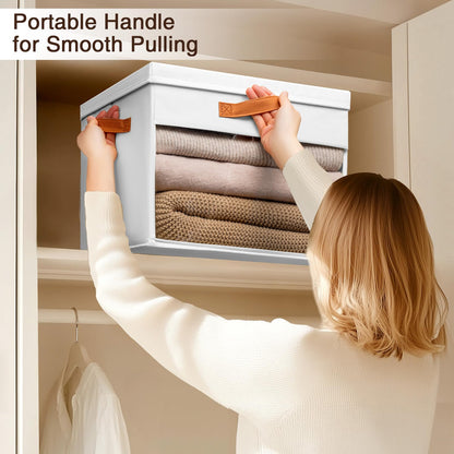 Homsorout Large Fabric Storage Boxes with Lids & Clear PVC Window White 38L