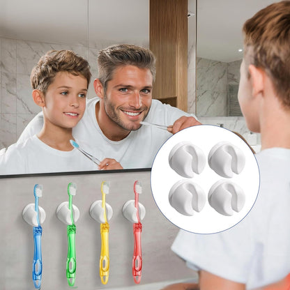 4PCS Suction Toothbrush Holder, Toothbrush Holder Wall Mounted with Suction Cup, Toothbrush Wall Holder for Sink