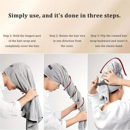 2 Pack Microfiber Hair Drying Towels, 100 x 60cm, Super Absorbent, Super Soft, Fast Drying Turbans Microfiber Hair Towel Wrap for Long, Thick