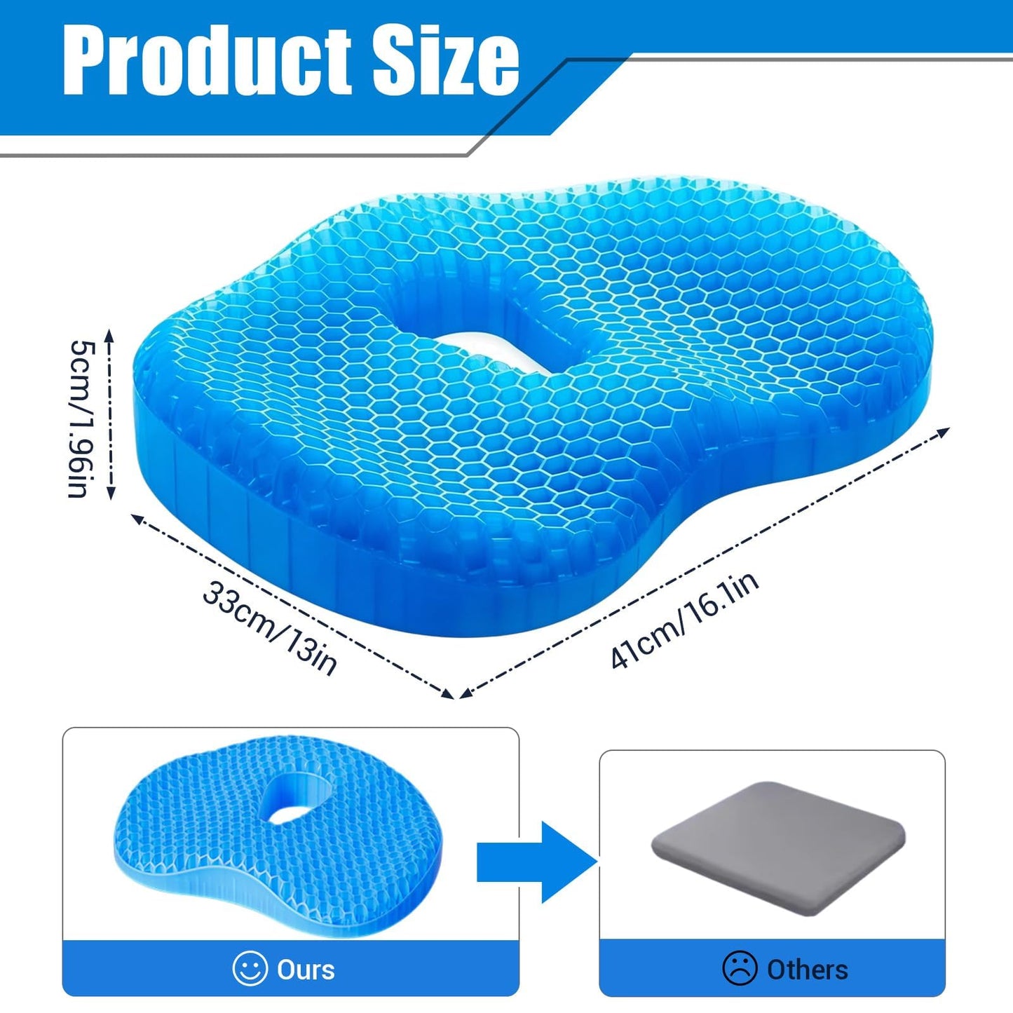 zxevg Honeycomb Gel Seat Cushion Non-Slip Breathable