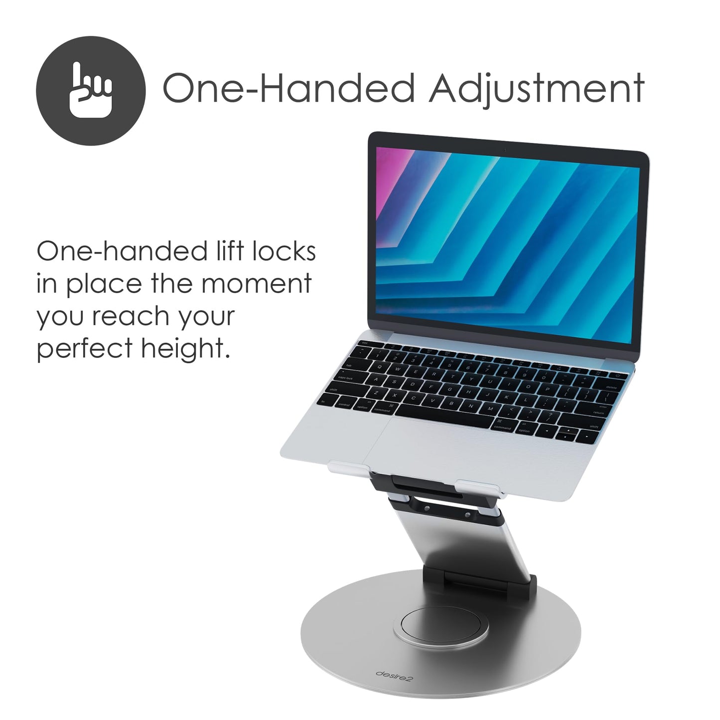 Desire2 Sit Stand Supreme 360, 10-17.3 inch Laptop Stand, Height Adjustable up to 50cm, Quick Release, Aluminium, Silicone Pads